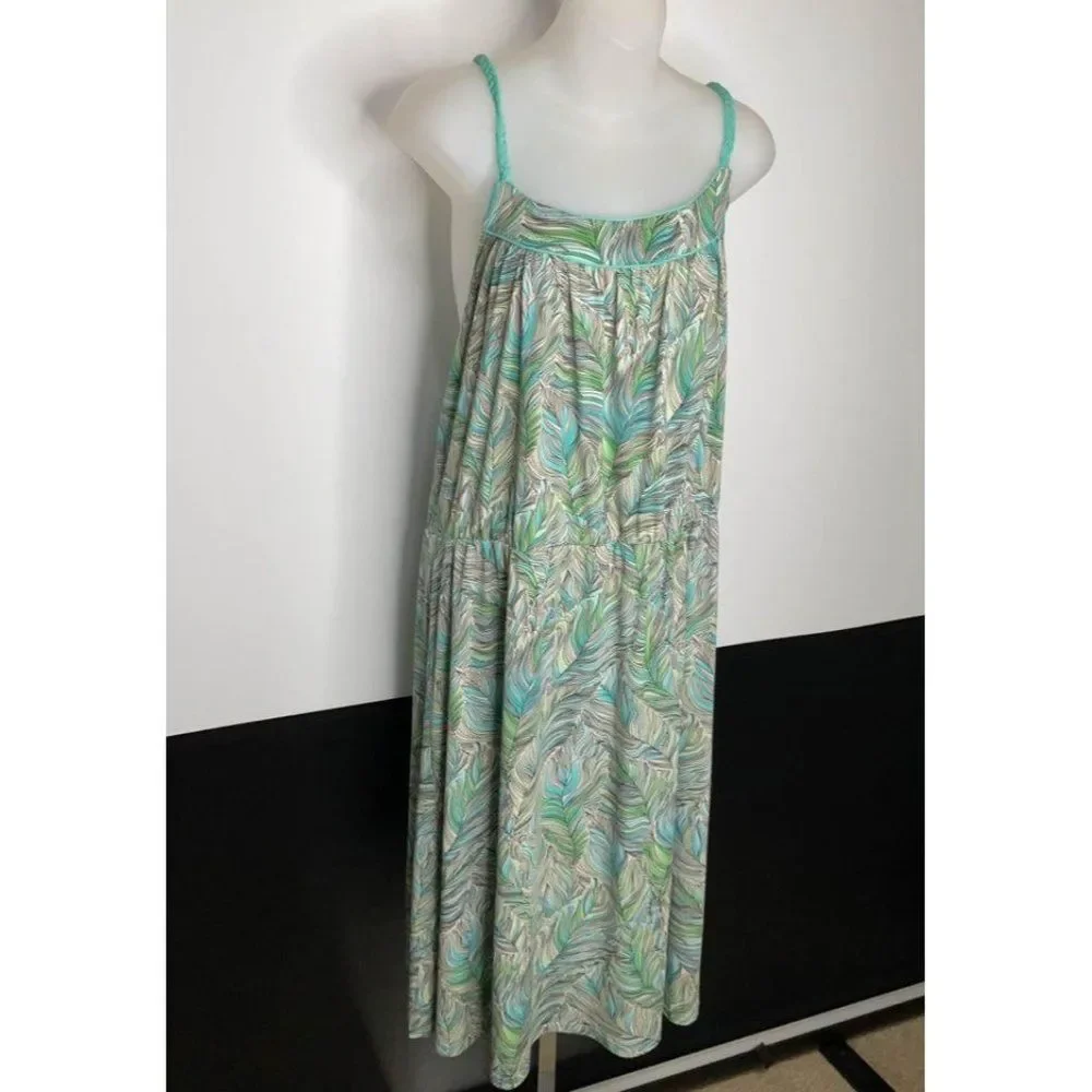 Xl Parallel Blue Green White Summer Dress peacock feather print